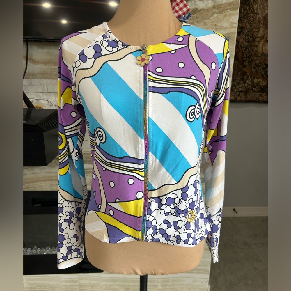 Margarita Supplex 2 Groovy Print Full Zip Top. Size S‎ (123)